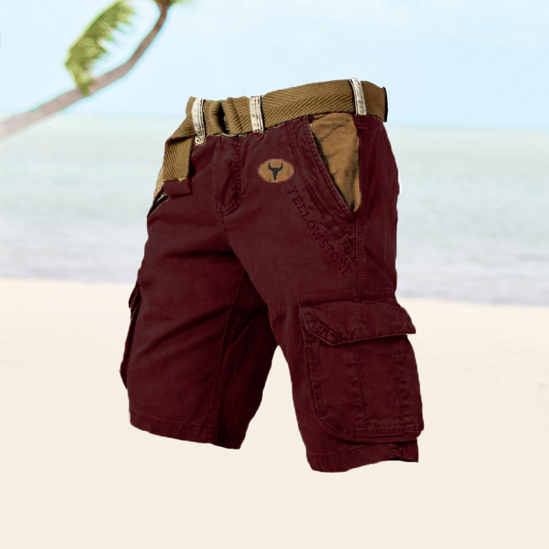 Herren Cargo Shorts Utility-Style Mehrfach-Taschen Beige