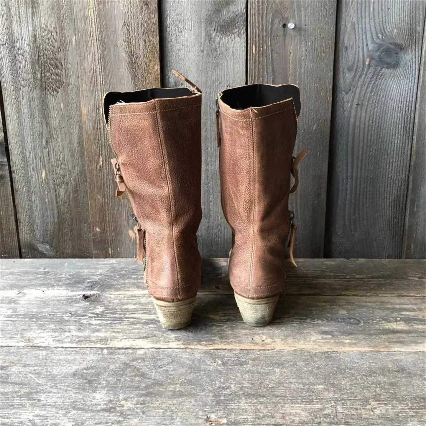 Damen Lederstiefel Reißverschluss