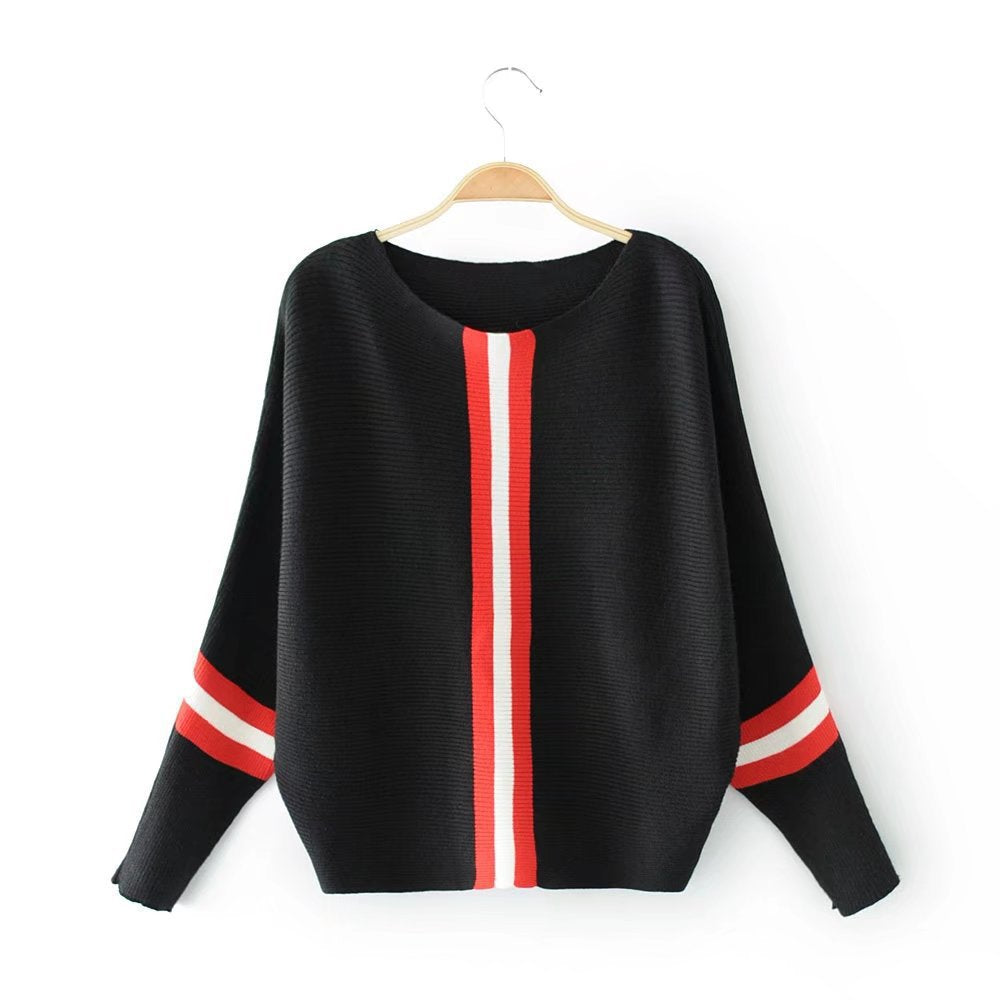 Damen Strickpullover Lässig Mit Streifen Weit Eveloria