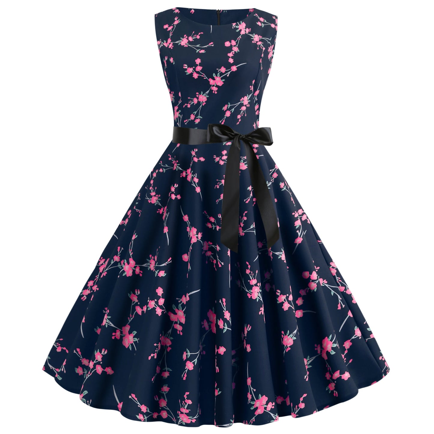 Damen Midi-Kleid Florales Muster Spitze