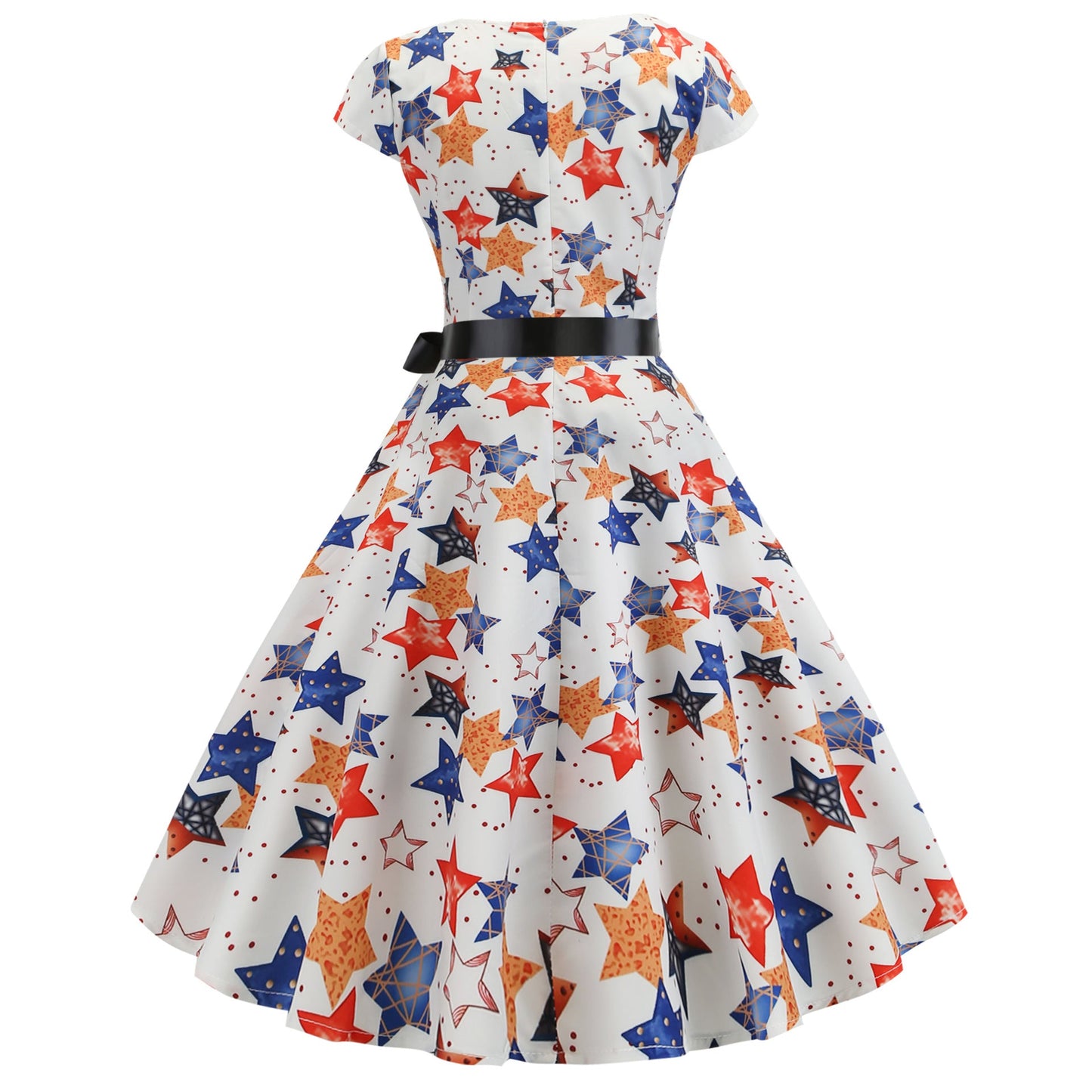 Damen Swingkleid V-Ausschnitt Volumöser Rock Eveloria