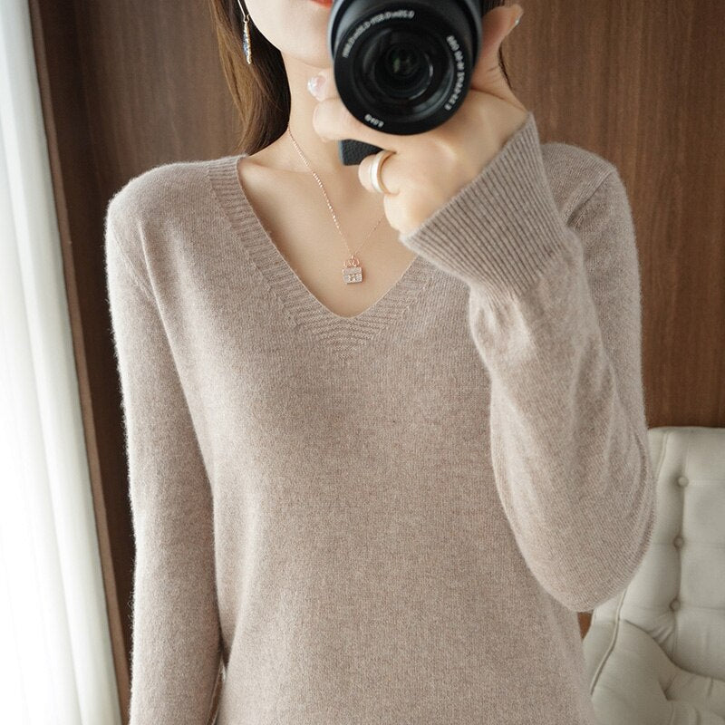 Eveloria Damen V-Ausschnitt Pullover