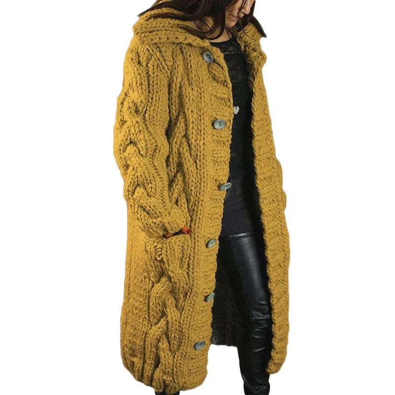 Eveloria Damen Strickjacke Dicke Wolle Beige