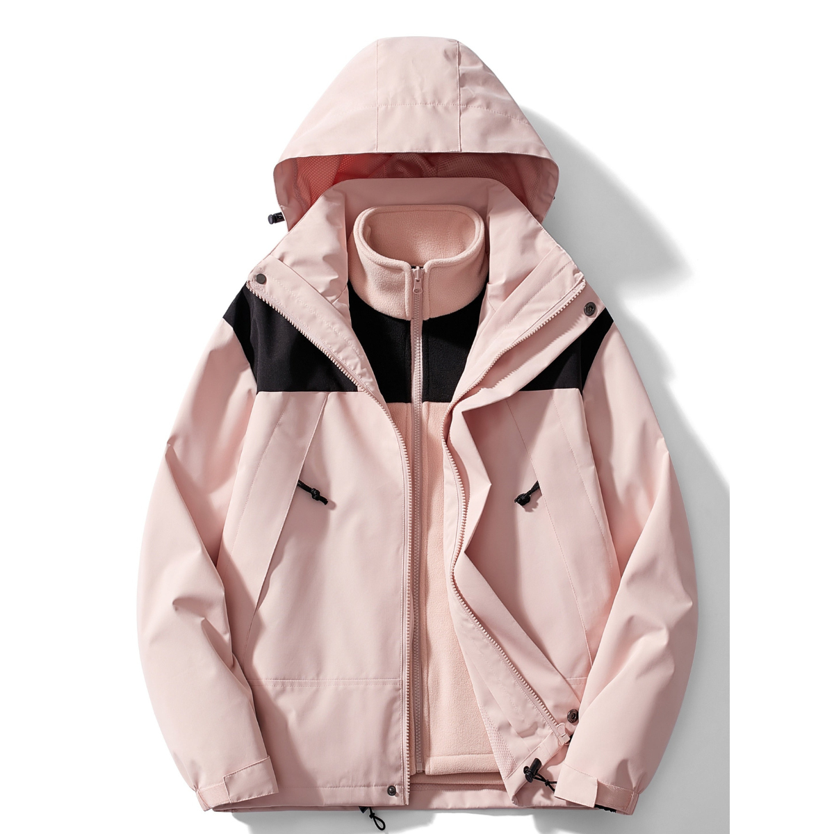 Eveloria Damen Winterjacke 3-in-1 Fleece Mit Kapuze