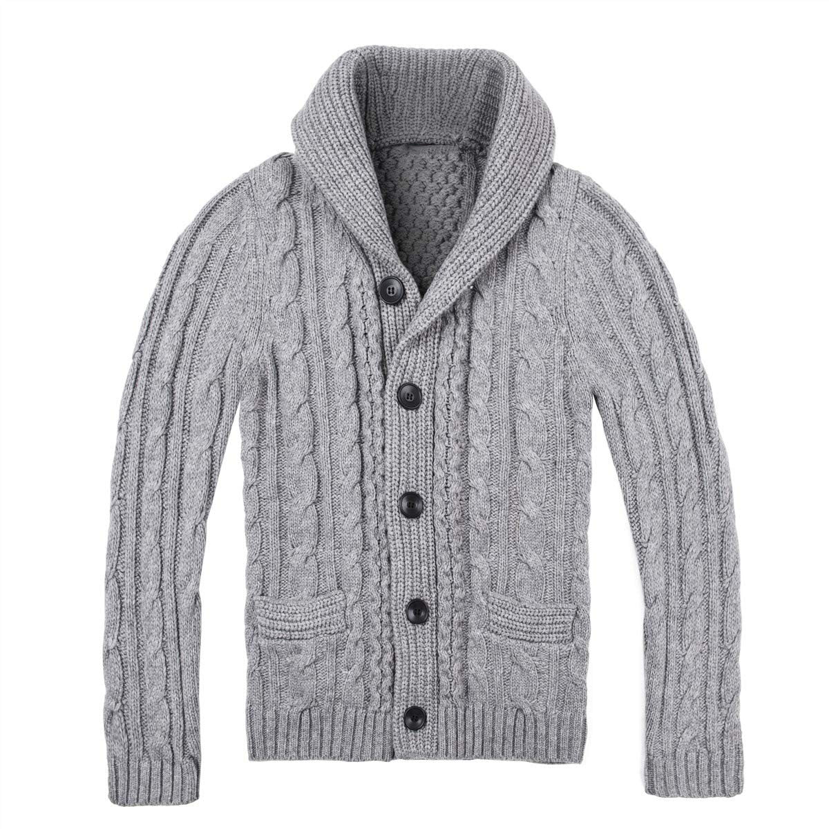 Herren Strickjacke Zopfmuster Mit Taschen Beige