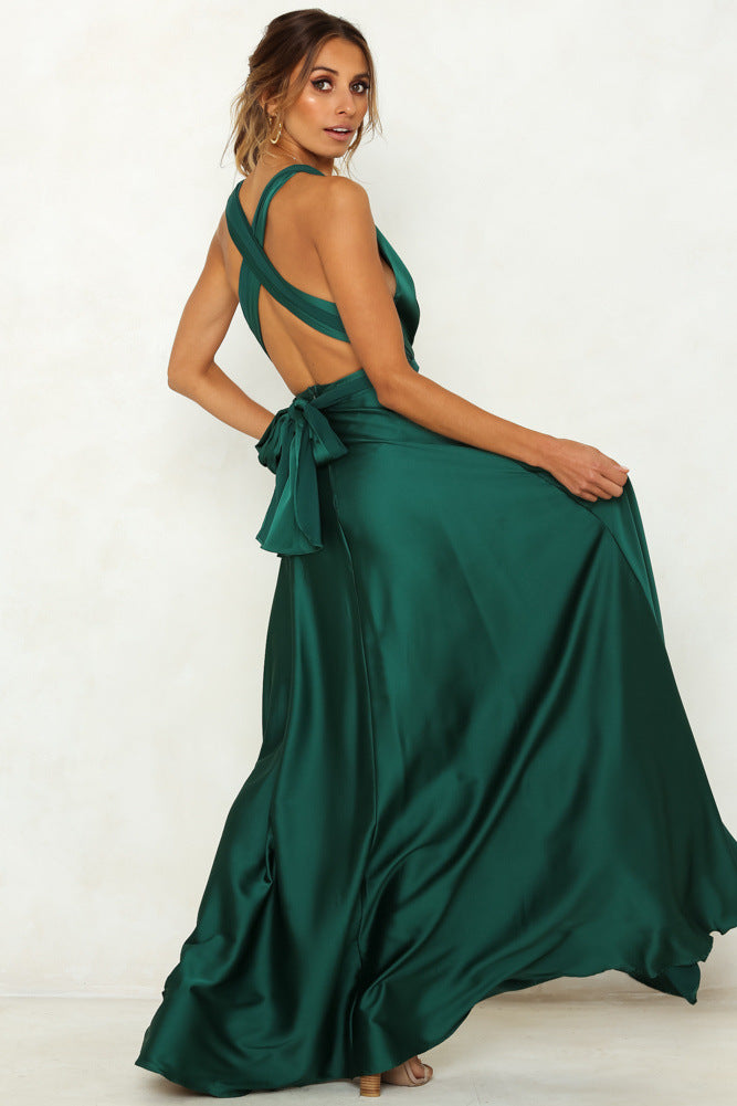 Damen Maxikleid Langärmlig Wickelausschnitt Eveloria