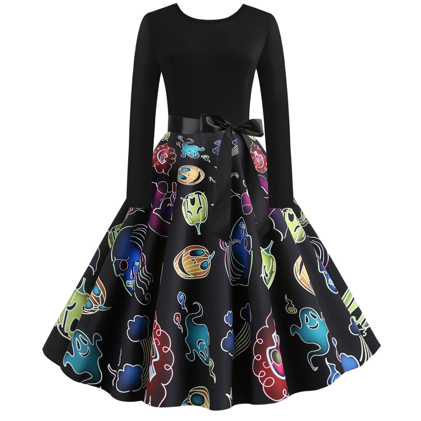 Damen Swingkleid Geisterdesign Schwingrock Eveloria