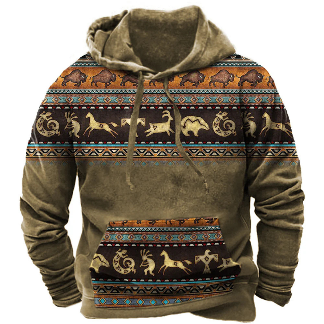 Herren Hoodie Longline Kängurutasche Grau Baumwolle
