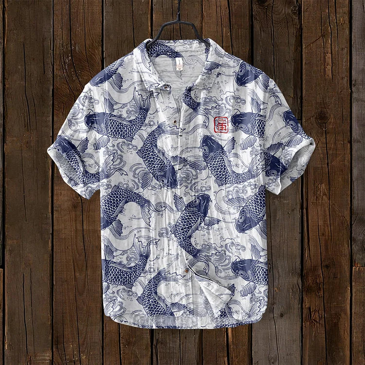 Eveloria Herren Vintage Fisch Japanische Kunst T-Shirt