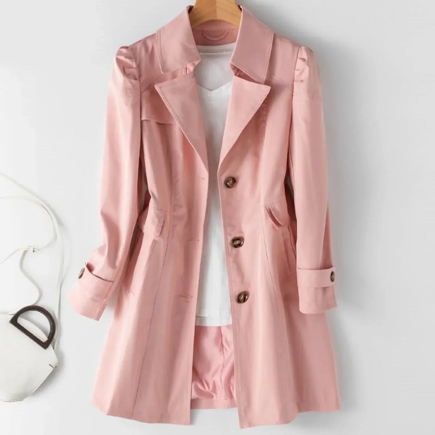 Eveloria Damen Trenchcoat Wasserabweisend Frühjahr Beige