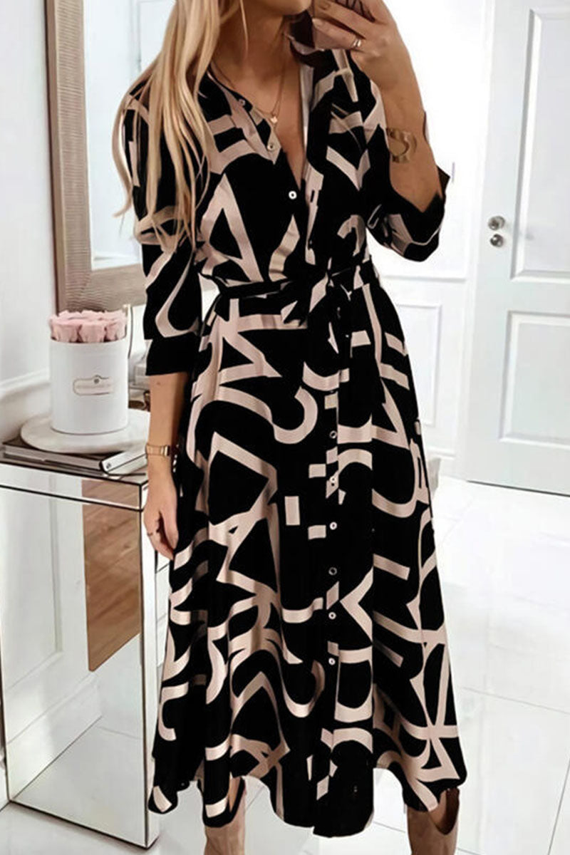 Eveloria Damen A-Linie Kleid mit Umschlagkragen und Split - Eveloria