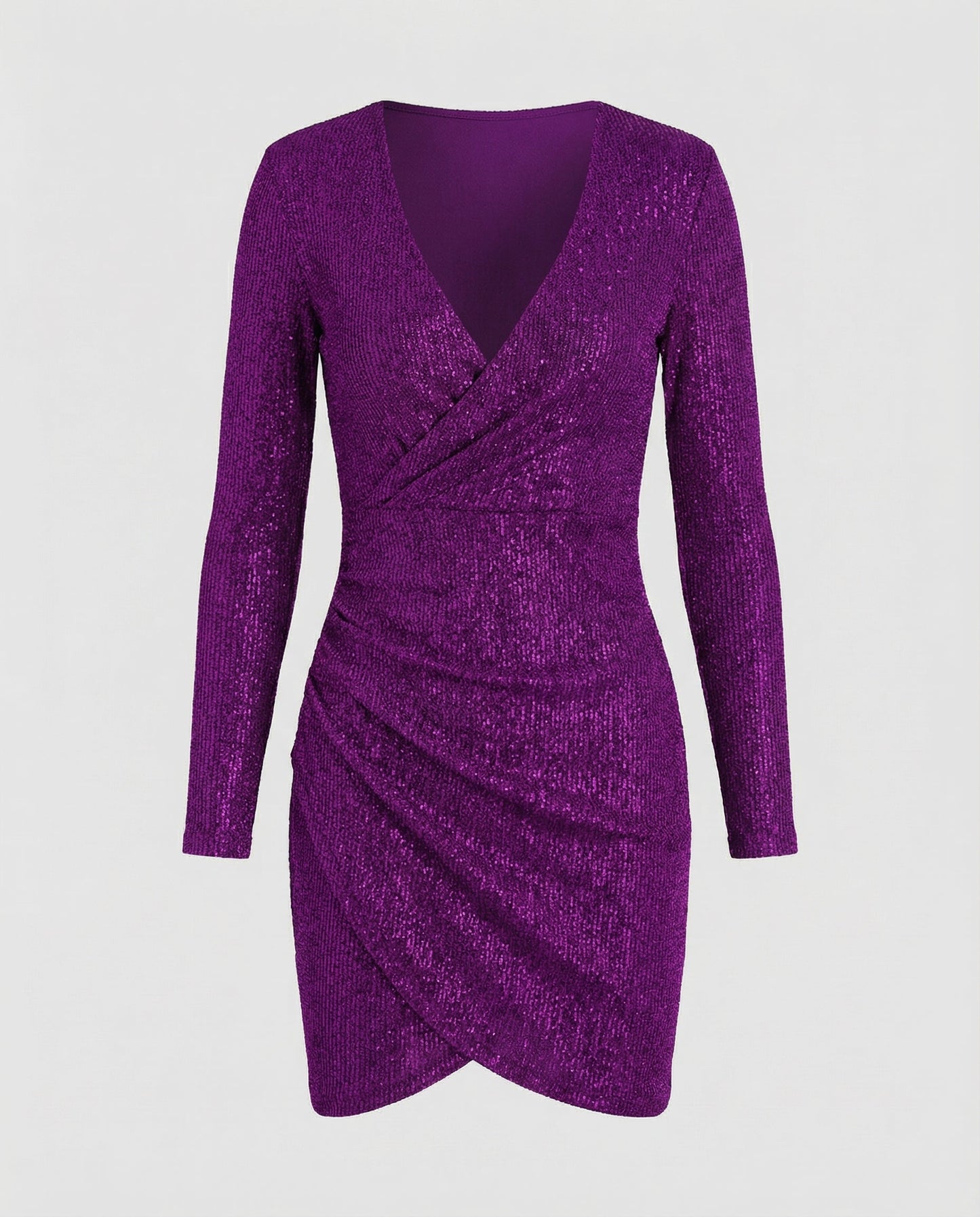 Paillettenkleid Damen V-Ausschnitt Glitter