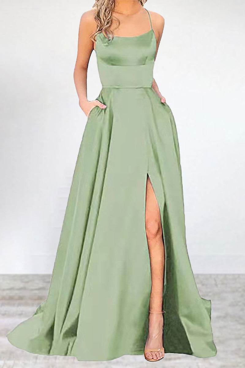 Eveloria Damen Abendkleid Einfarbig U-Hals Hochgeschlossen 16 Farben
