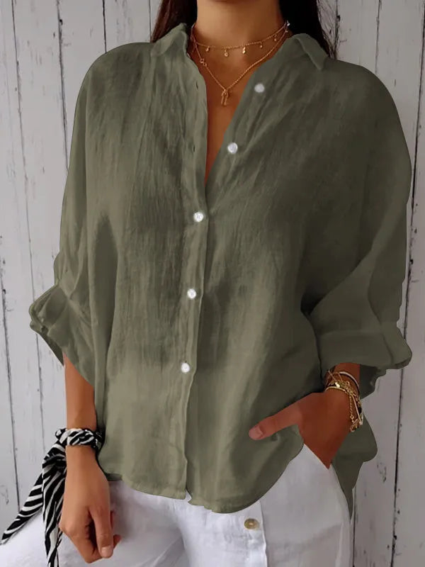 Eveloria Damen Bluse Einfarbig Mit Knöpfen