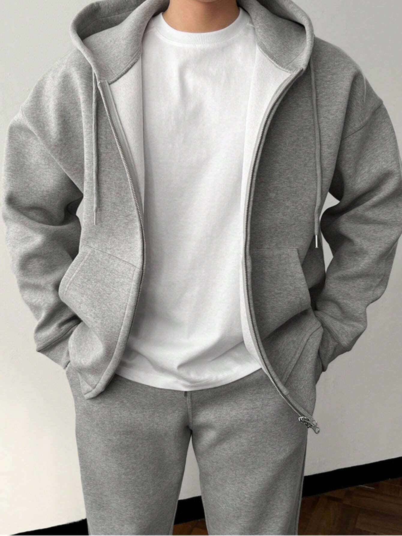 Eveloria Herren Unifarbene Jogginghose Set Kapuzenpulli