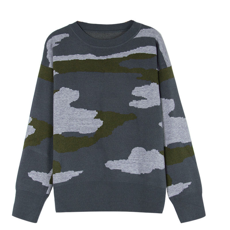 Damen Camouflage Pullover Modisch Eveloria