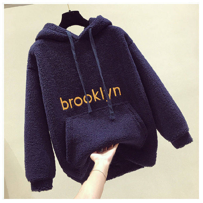 Damen Fleece Hoodie Kuschelig Kängurutasche Grau Eveloria