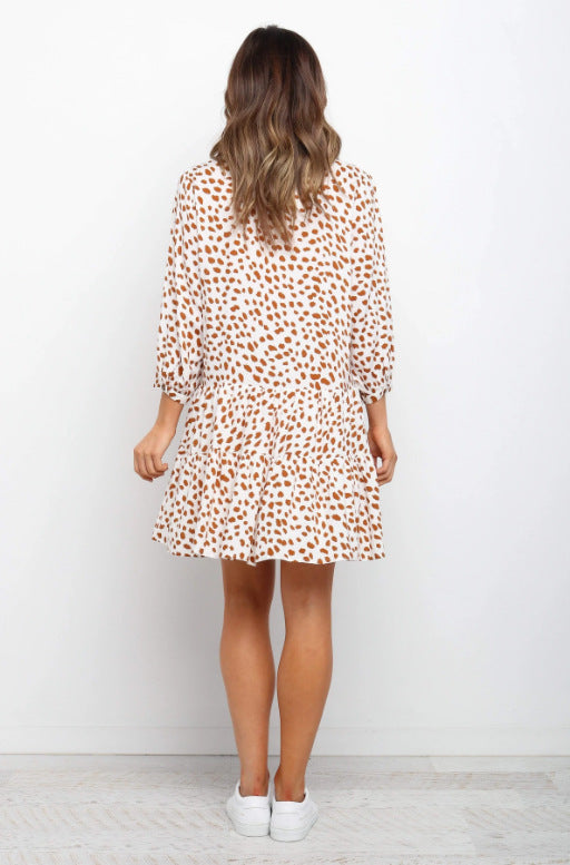 Damen Hemdblusenkleid Voluminöser Rock Florales Muster Eveloria