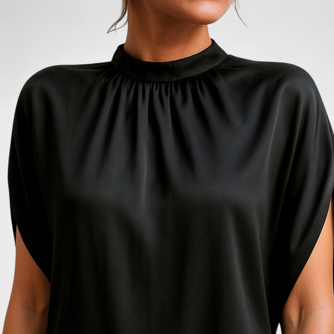 Damen Minikleid Hohem Kragen Lockeres Design