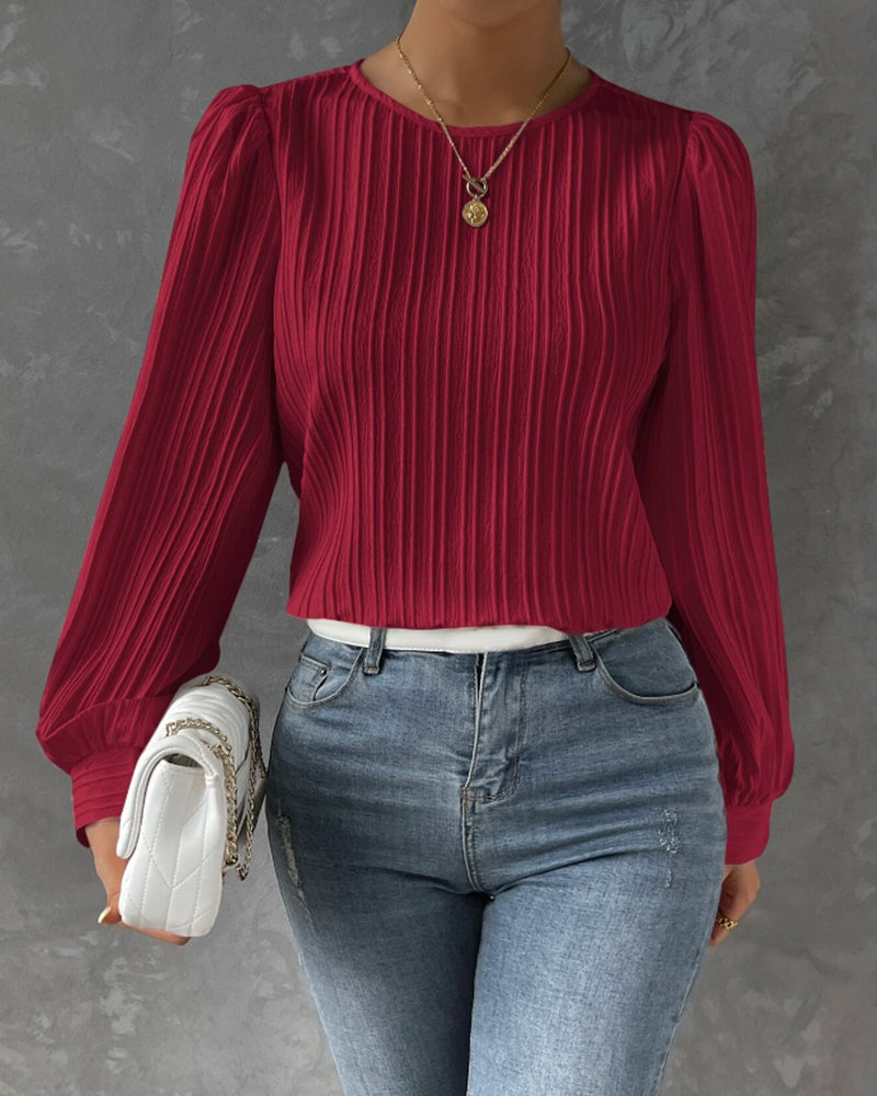 Eveloria Damen Elegant Shirt Rundhalsausschnitt