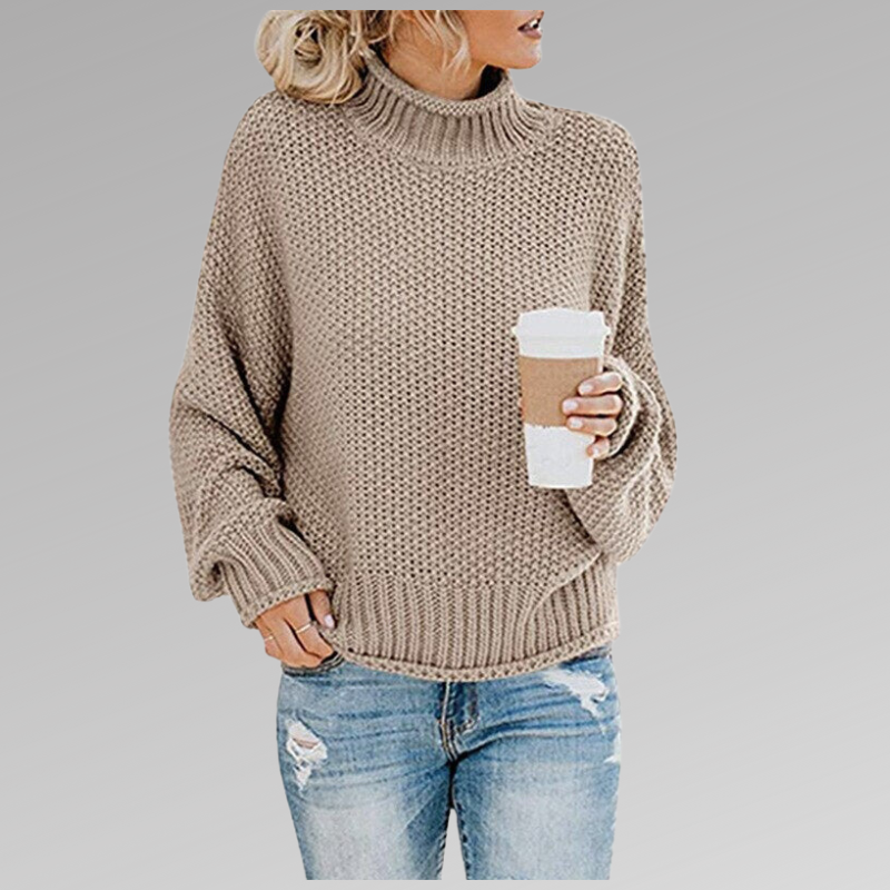 Damen Strickpullover Locker Baumwolle Beige