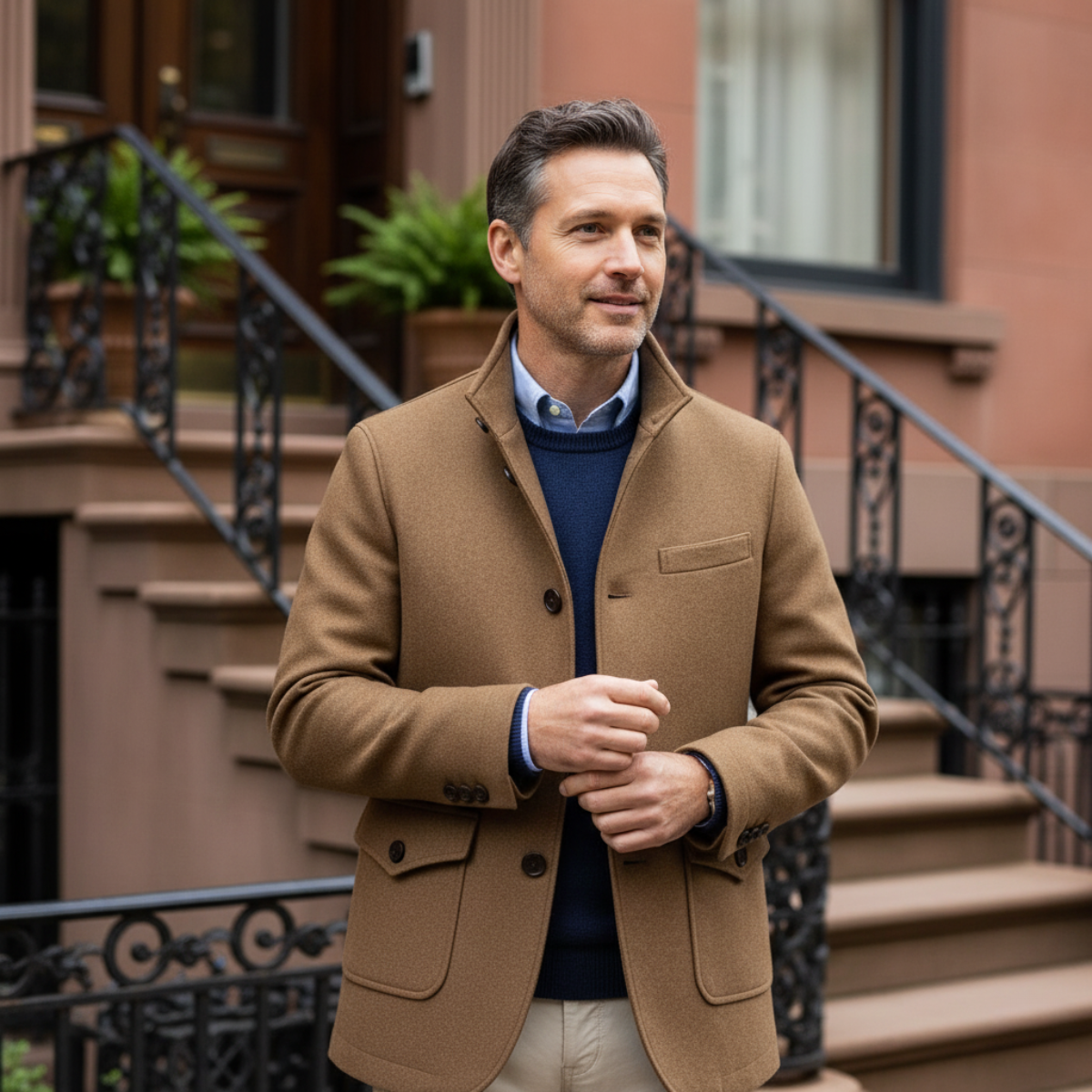 Herren Wollmantel Elegantes Design