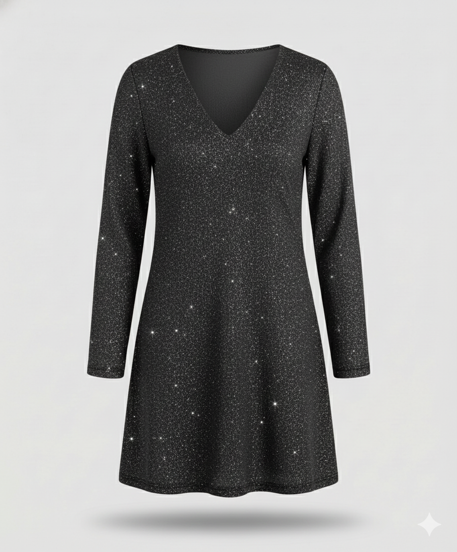 Damen Langarmkleid Pailletten