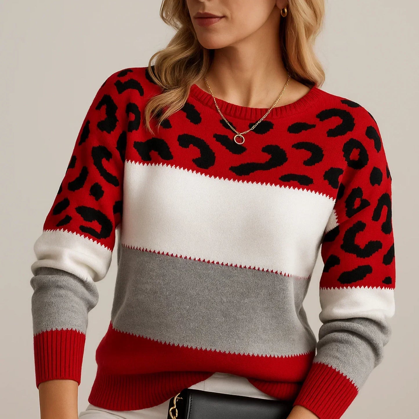 Eveloria Damen -Pullover Leopardmuster