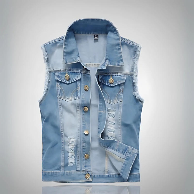 Herren Weste Ärmellos Vintage Stil Baumwolle Braun