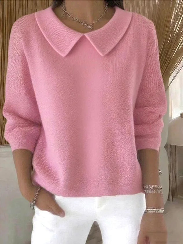 Eveloria Damen Pullover Kragenstrick