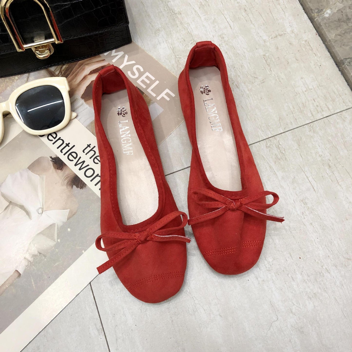 Damen Ballerinas Weiches Obermaterial Zartes Schleifen-Design Eveloria