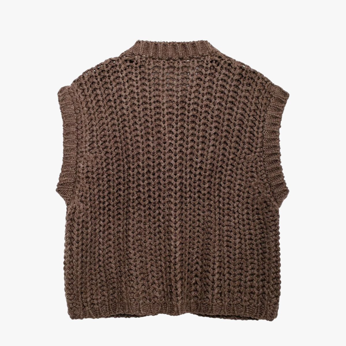 Damen Ärmellose Strickweste Goldene Knöpfe