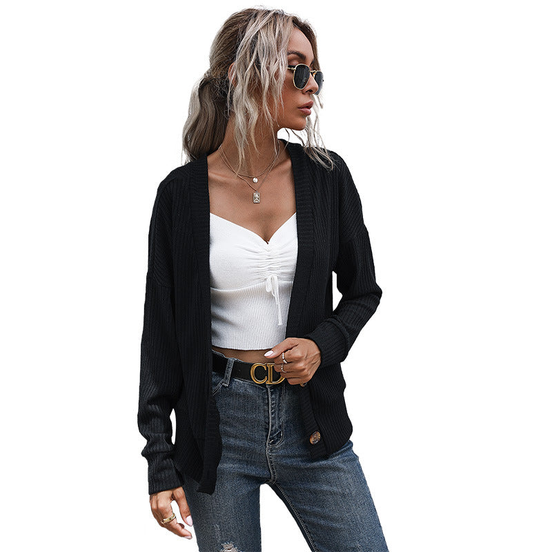 Damen Strickjacke Lässig Knopfdetails Modern Beige