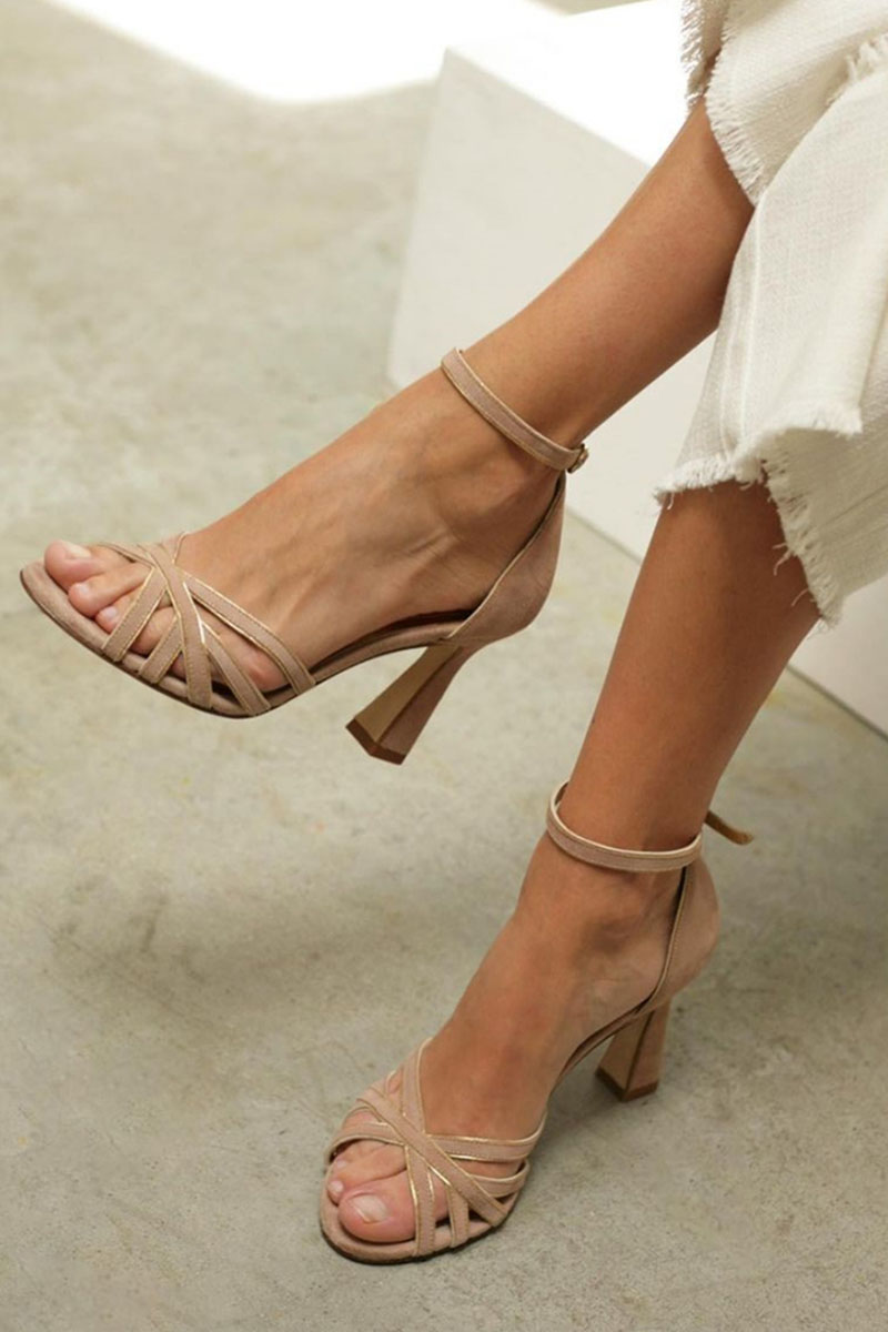 Damen High Heels Patchwork Peeptoe Sommer Schuhe - Eveloria