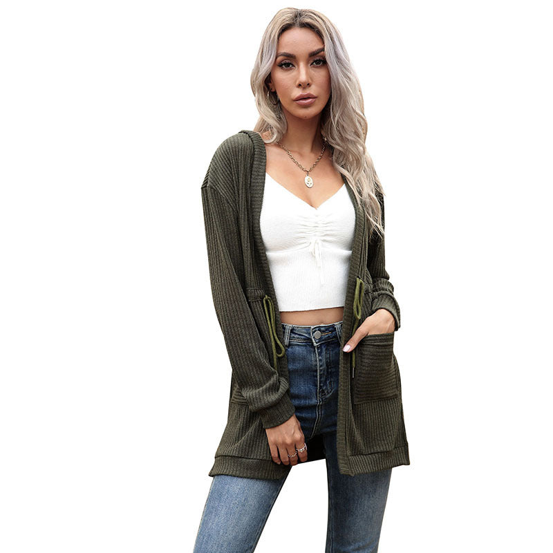 Damen Strickcardigan Lässig Offene Fronten Modischer Schnitt Beige