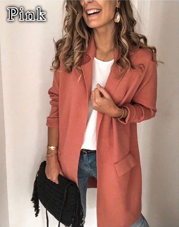 Damen Langjacke Locker Passform mit Taschen Eveloria