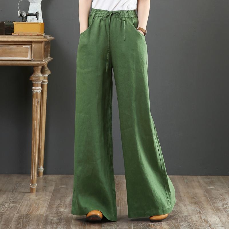 Damen Leichte Hose Elastischer Bund Luftig Weiß