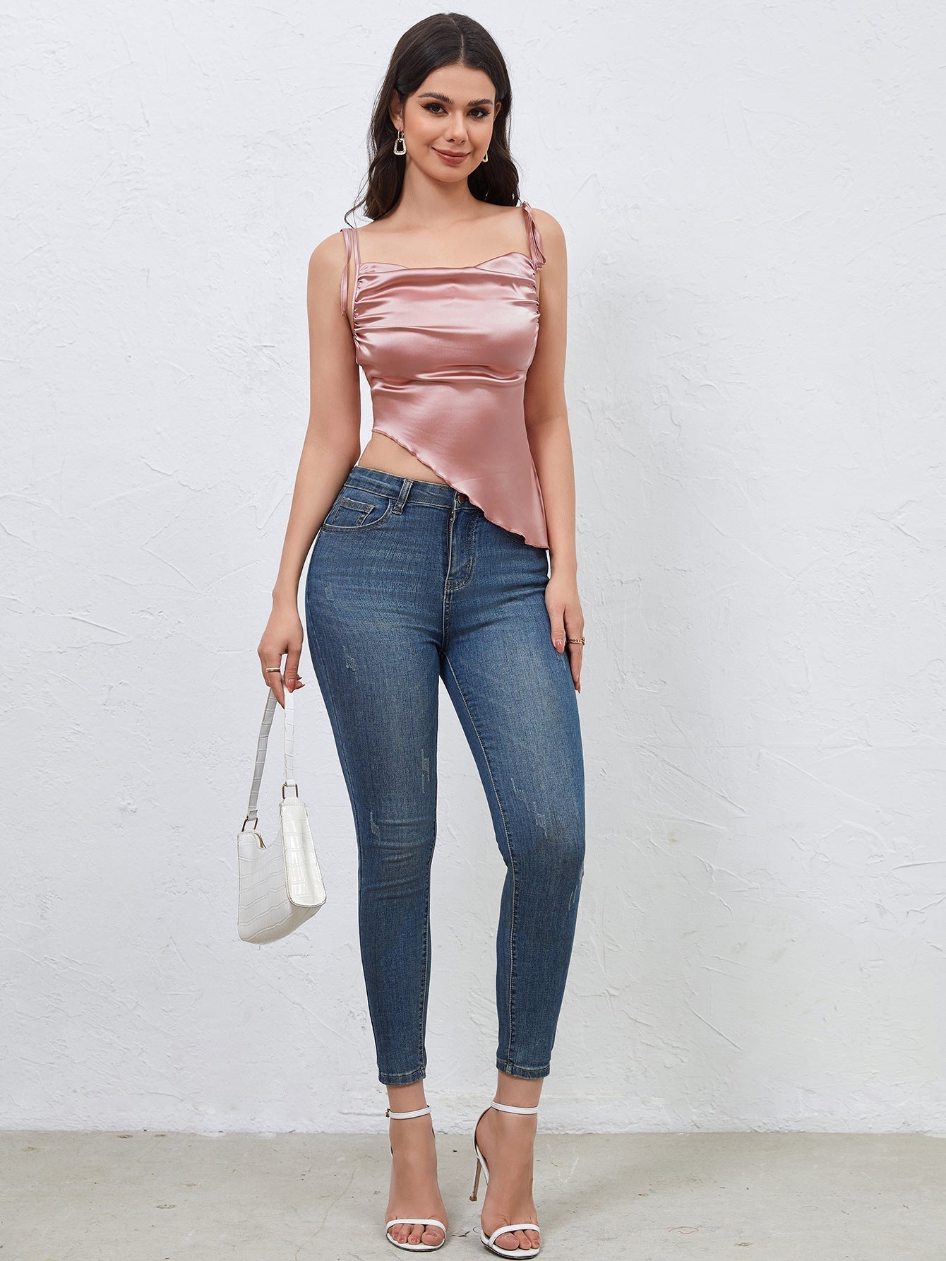 Damen Satin- Asymmetrisch Schnürung