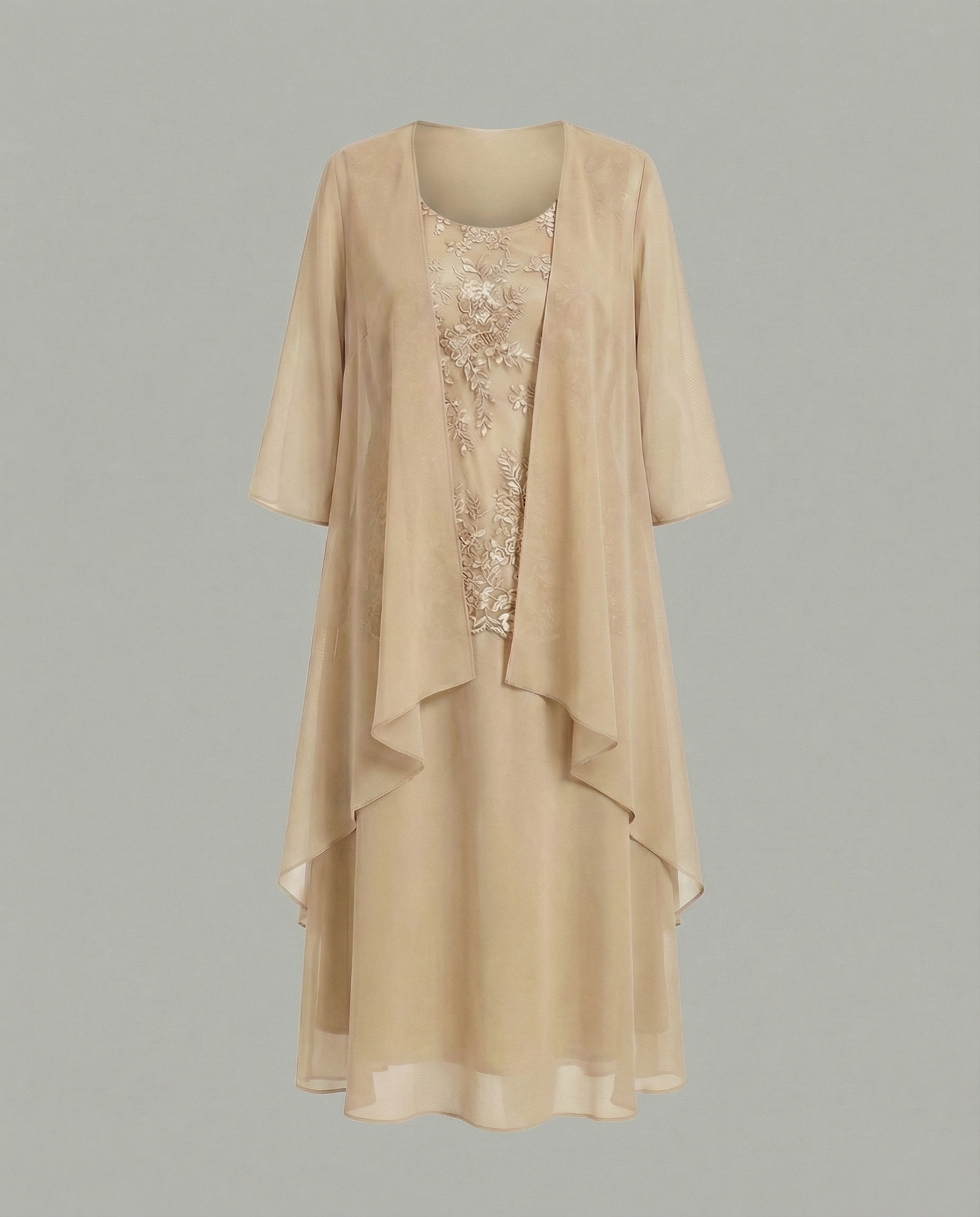 Damen Chiffonkleid Zweiteilig Elegant