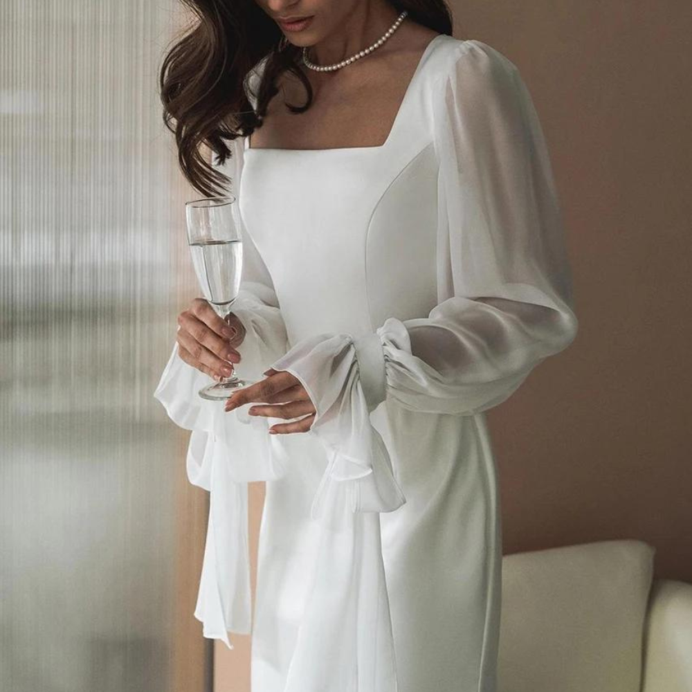 Damen Maxi Kleid Weiß Hochzeitsgäste