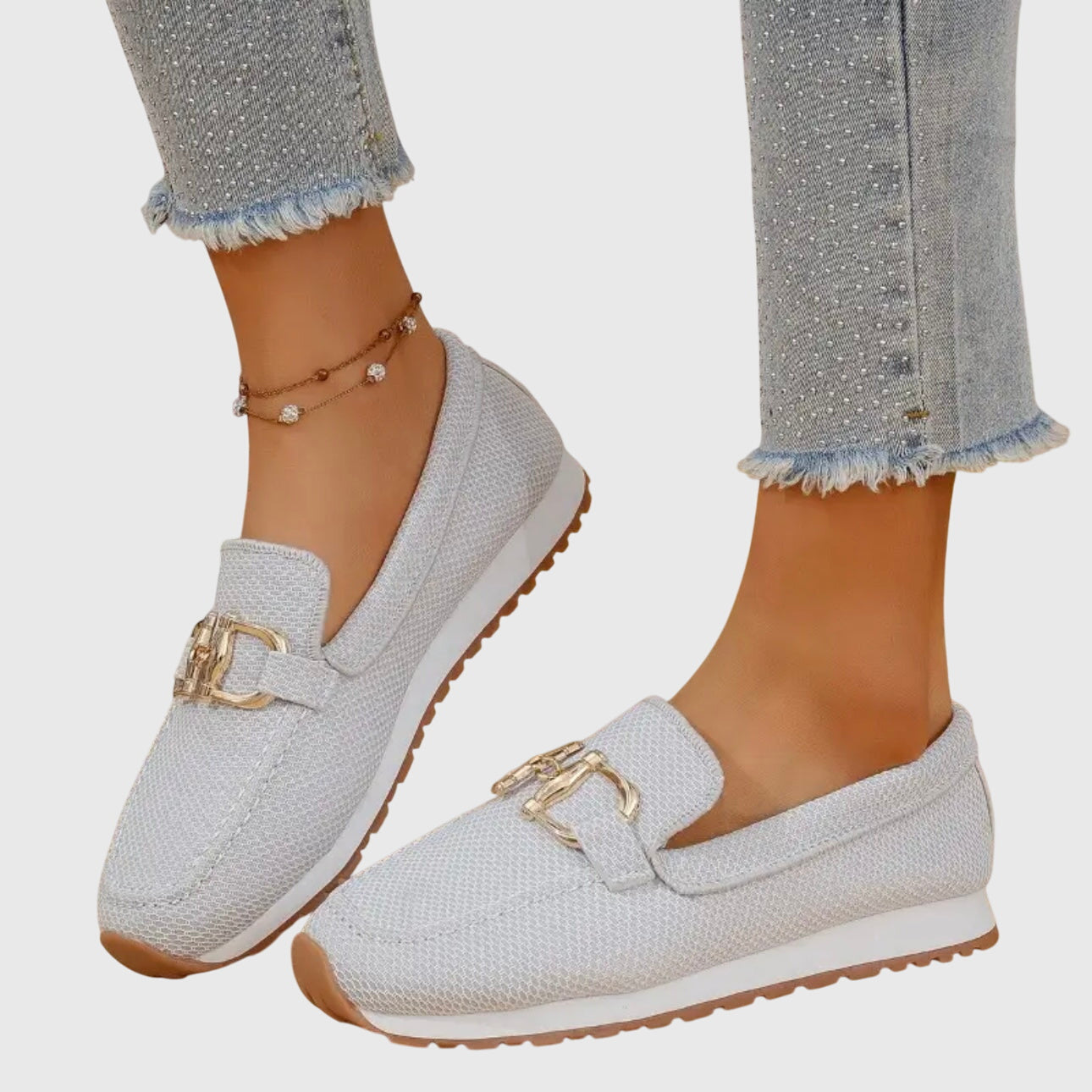 Damen Orthopädische Slip-On Loafer Metallakzent