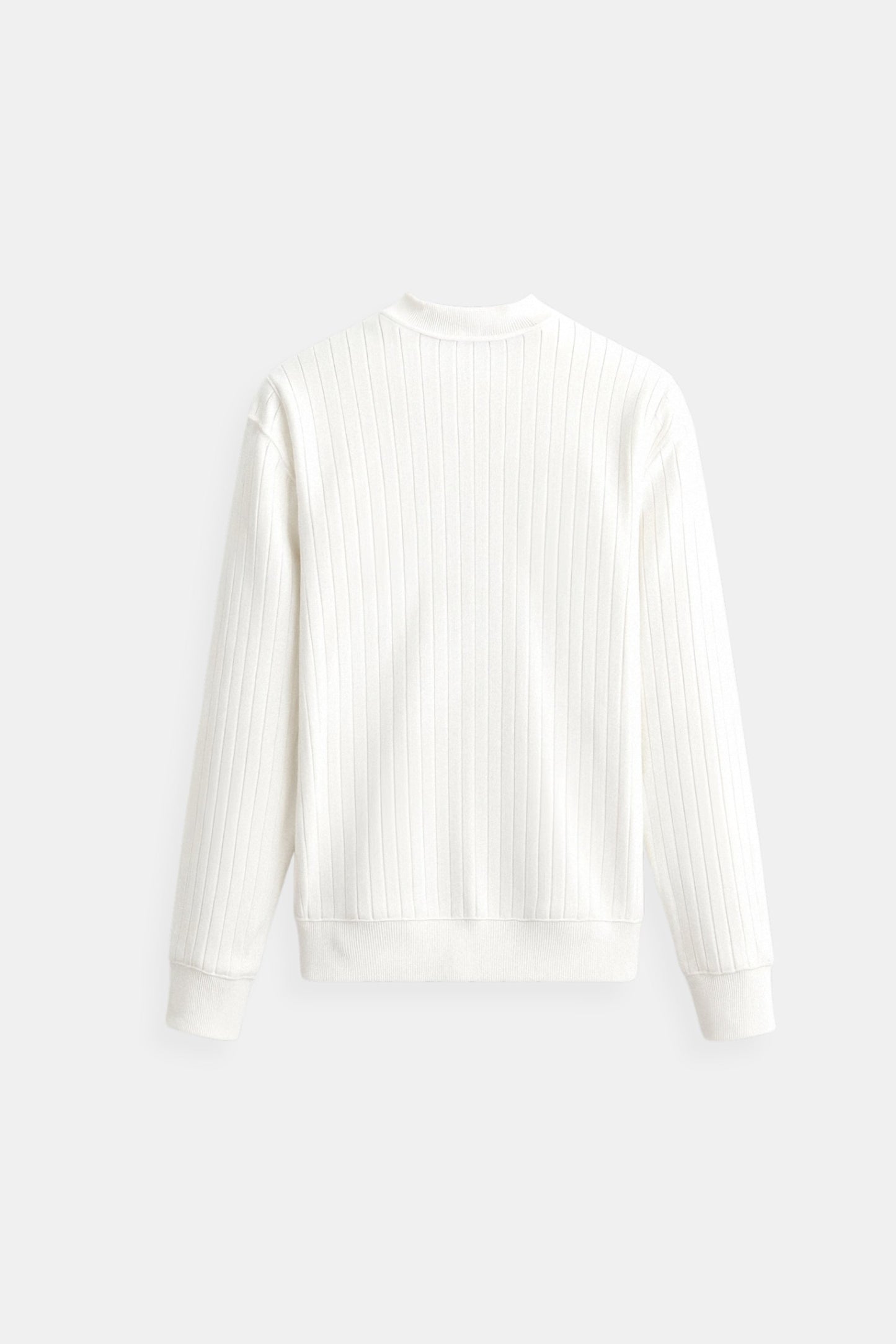 Herren Feinripp Langarmshirt Minimalistisch Weiß
