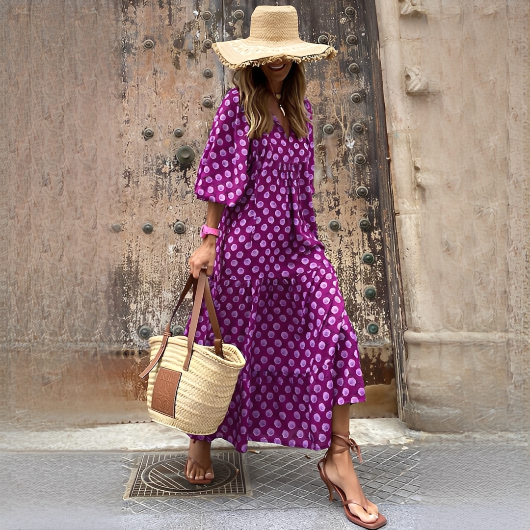 Damen Maxikleid Boho-Stil Leicht Feminin