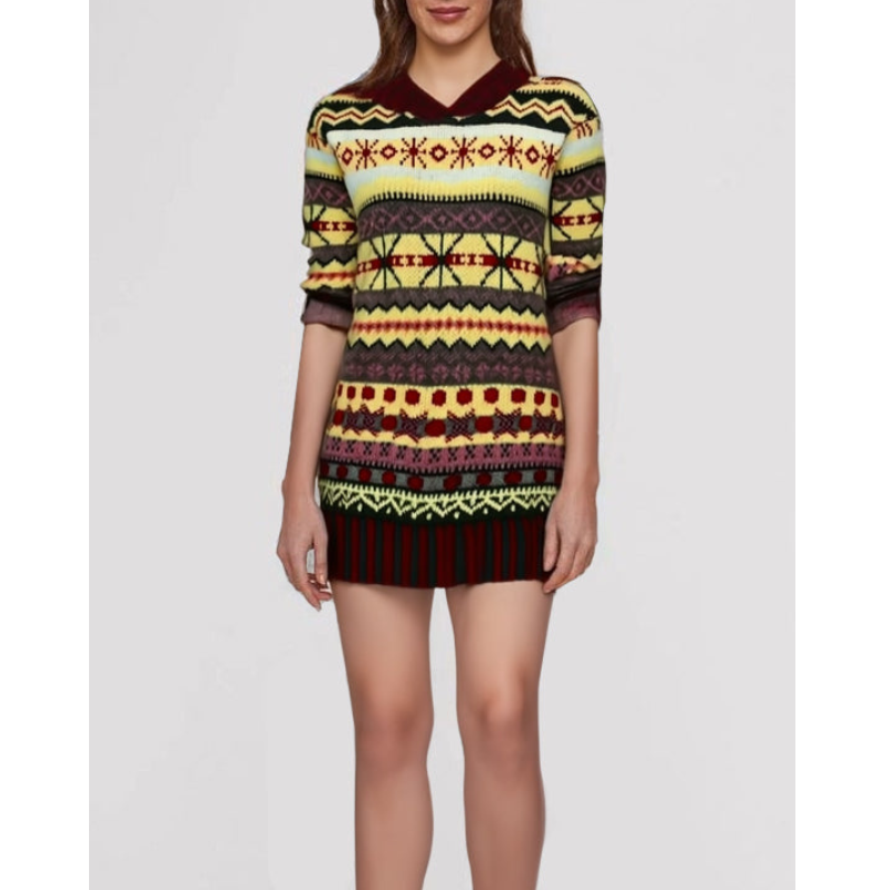Eveloria Damen Norweger Strickpullover Mini - Eveloria