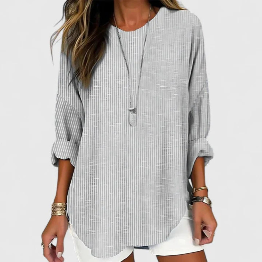 Damen Gestreifte Bluse Shorts Locker Geschnittene