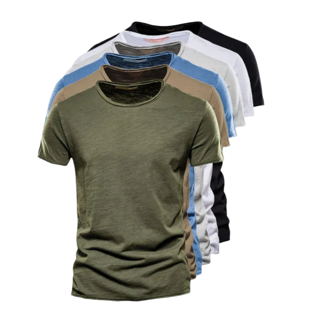 Herren Klassisches Rundhals T-Shirt aus Baumwolle Weiß