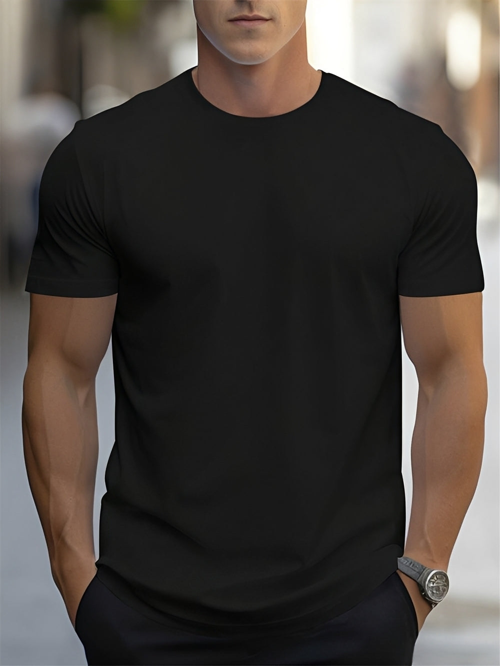 Herren Kurzarm T-Shirt Komfortabel Alltag Freizeit Sport