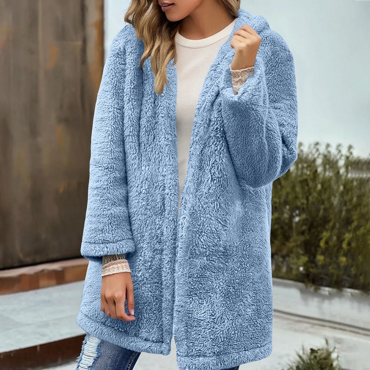 Adina Damen Teddyjacke Kapuze Locker Passform