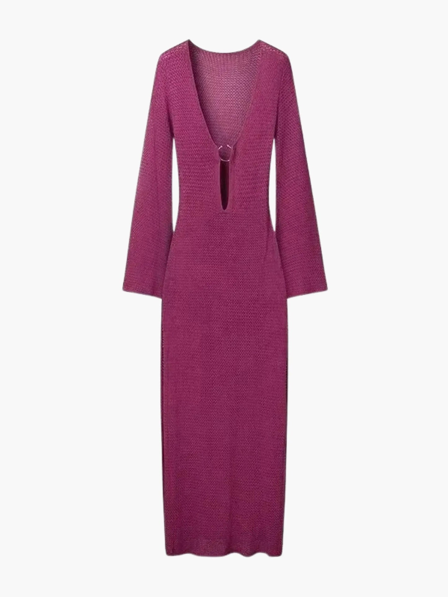 Lila Maxikleid Strick Damen