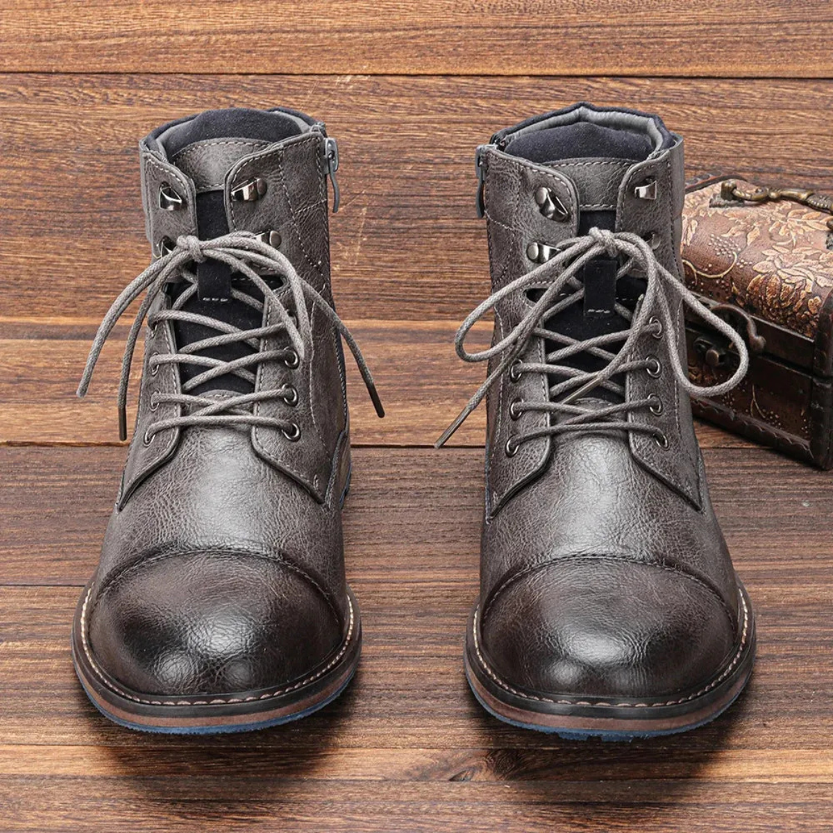 Herren Lederstiefel Vintage Ankle Boots